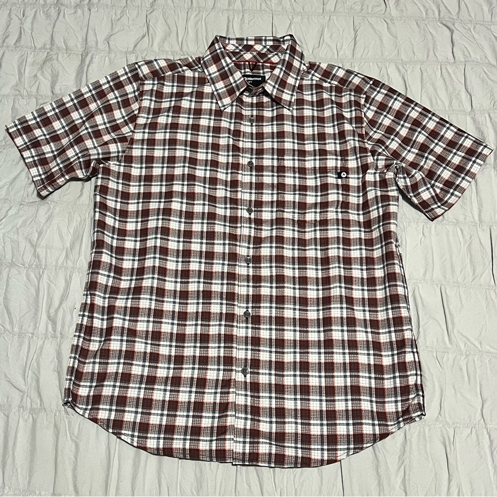 Marmot shirt plaid button pocket Performance Sz M